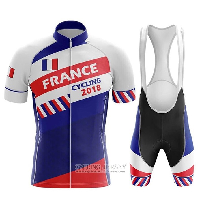 2018 Cycling Jersey Champion France Blue White Red Short Sleeve And Bib Short(2)
